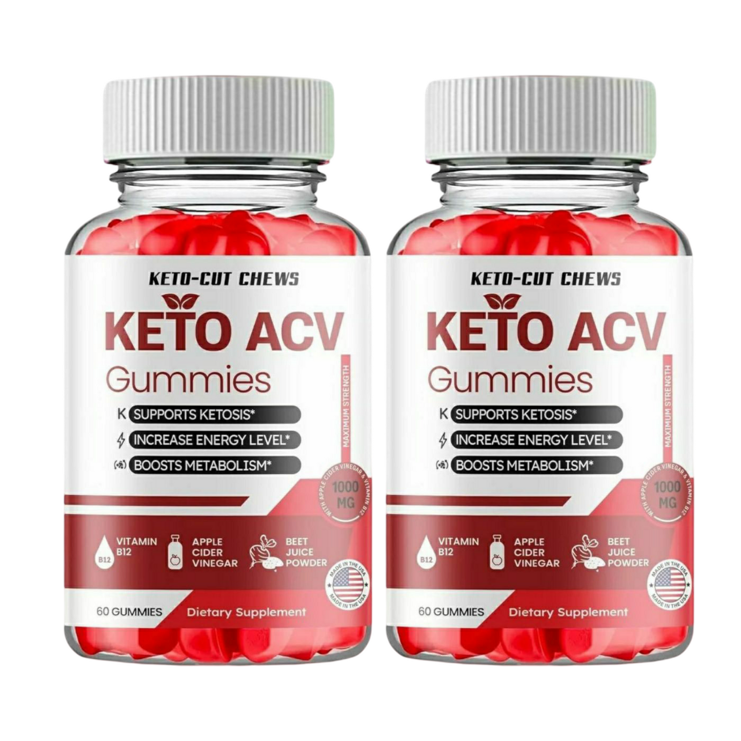 2-Pack Keto Cut Chews Gummies, Keto-Cut Chews Keto ACV Gummies - 120 Gummies