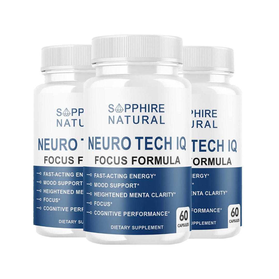 3-Pack Neuro Tech IQ Brain Supplement Neurotech Iq Focus Formula Pills- 180 Caps