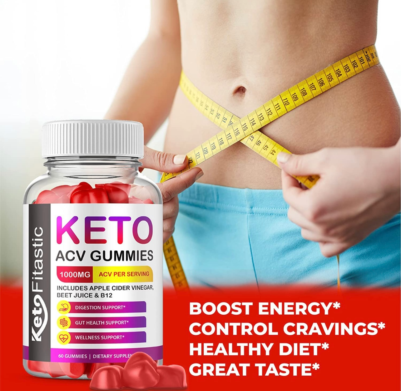 Keto Fitastic Gummies - Keto Fitastic Keto ACV Gummies - 60 Gummies