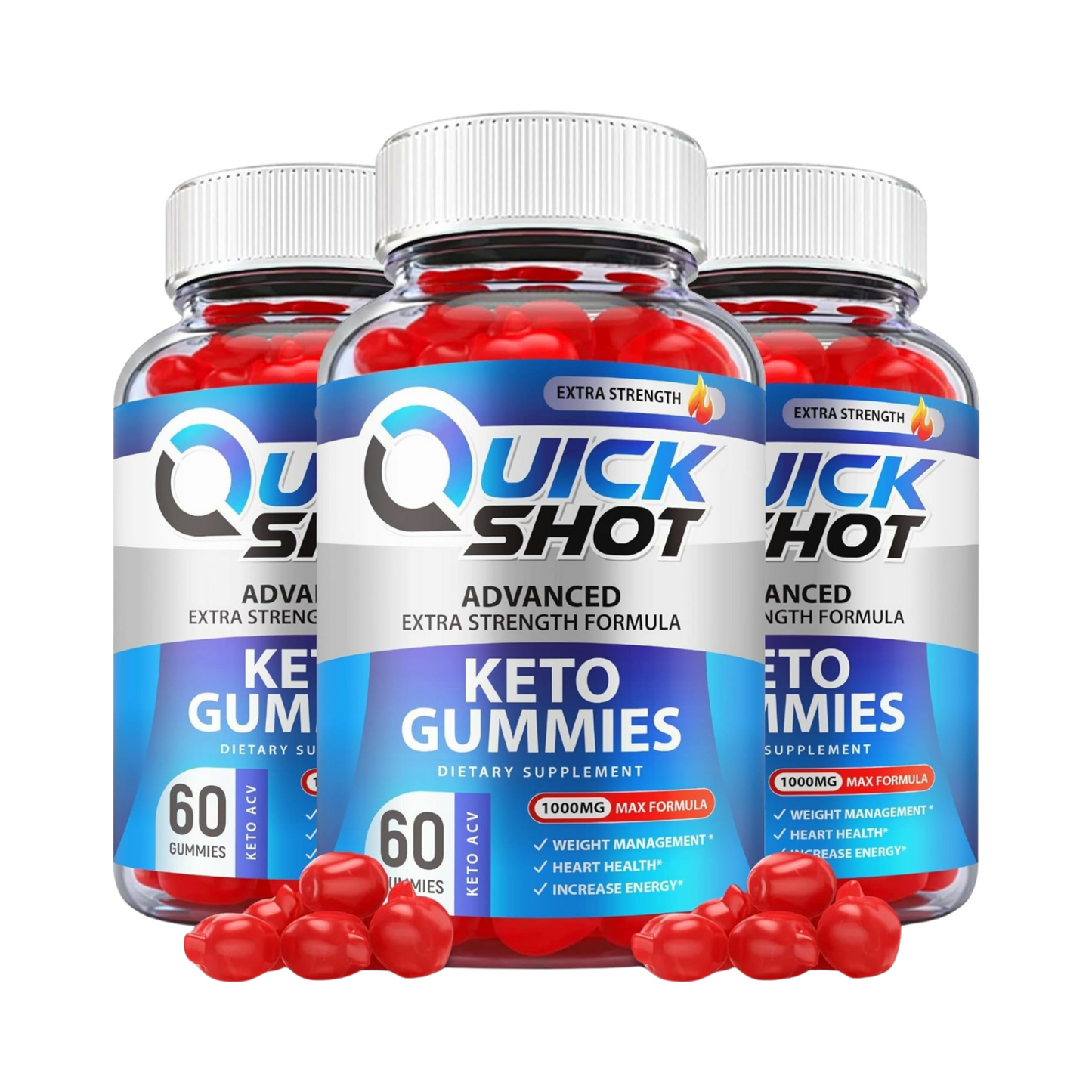 3-Pack Quick Shot Keto Gummies - Quick Shot Keto ACV Gummies - 180 Gummies