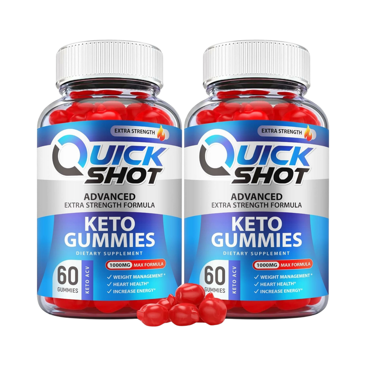 2-Pack Quick Shot Keto Gummies - Quick Shot Keto ACV Gummies - 120 Gummies