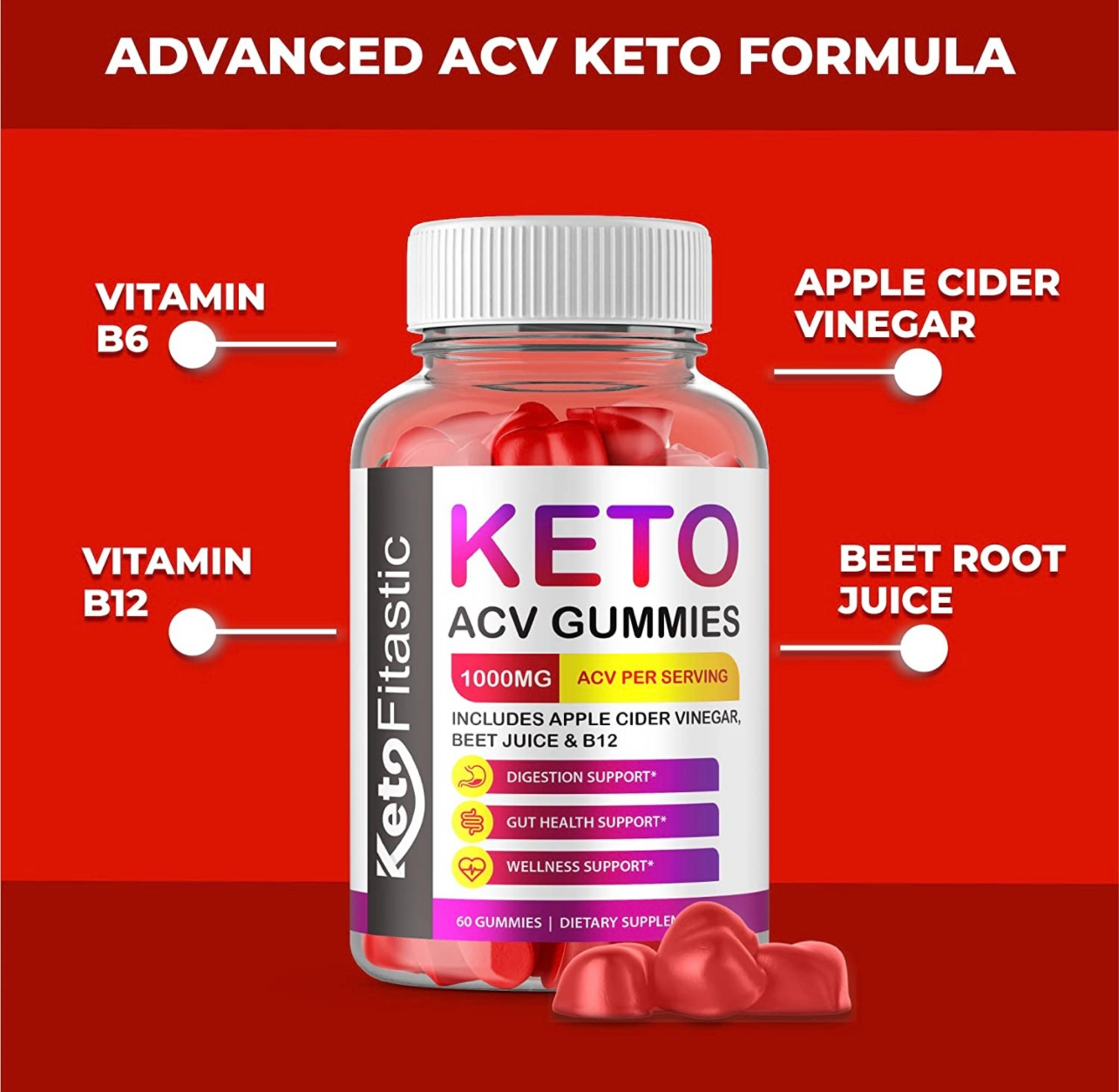 2-Pack Keto Fitastic Gummies - Keto Fitastic Keto ACV Gummies - 120 Gummies