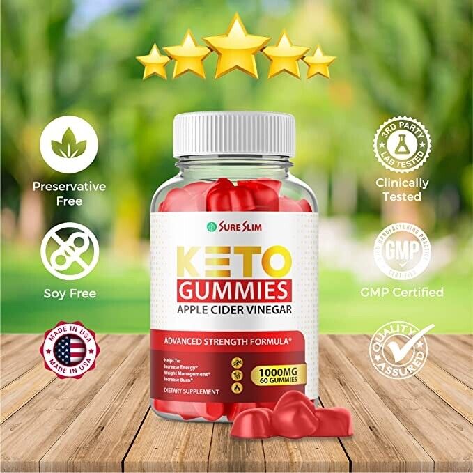 3 Pack-Sure Slim Keto ACV Gummies, Vegan, Weight Loss Supplement - 180 Gummies
