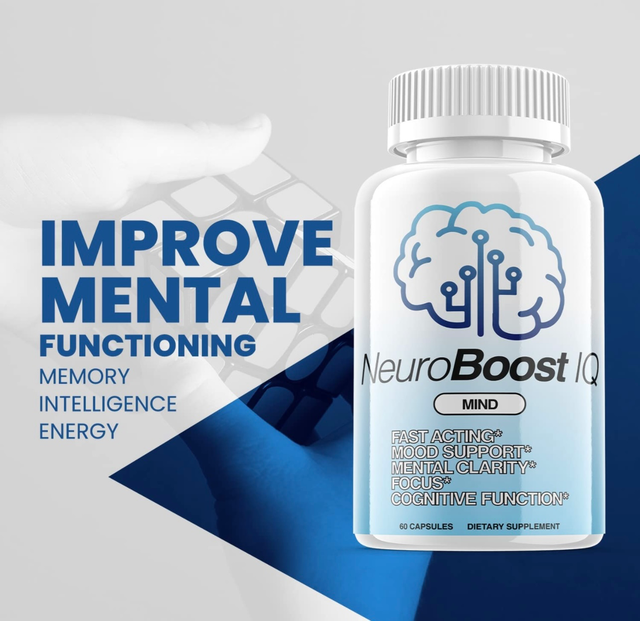 3-Pack NeuroBoost IQ Nootropic Supplement Brain, Mind, Focus-180 Capsules