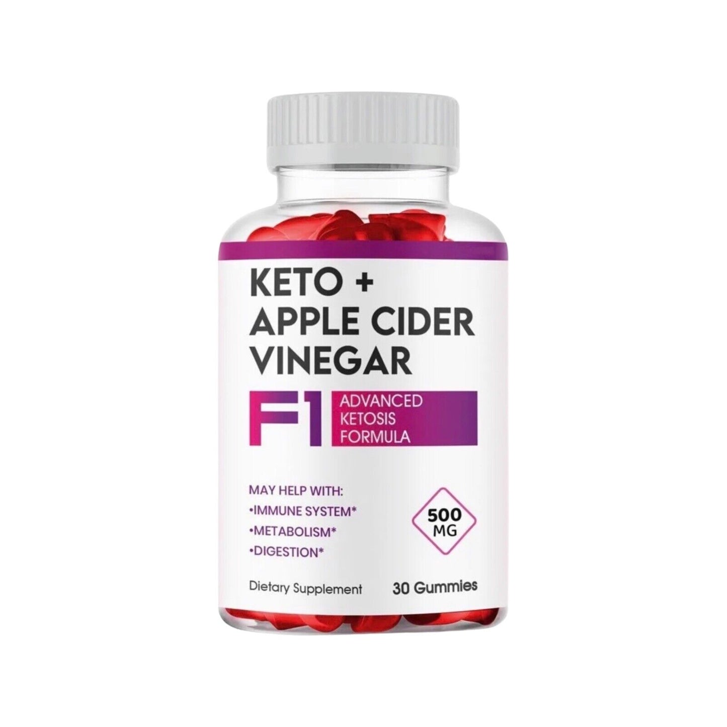 F1 Keto ACV Gummies, Weight Loss, Fat Burner, Vegan - 60 Gummies