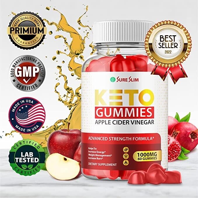 5 Pack-Sure Slim Keto ACV Gummies, Vegan, Weight Loss Supplement - 300 Gummies