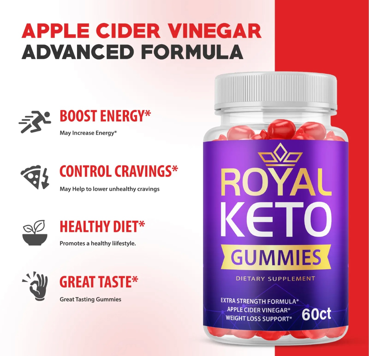3-Pack Royal Keto Gummies - Advanced Weight Loss, Vegan, Non GMO (180 Gummies)