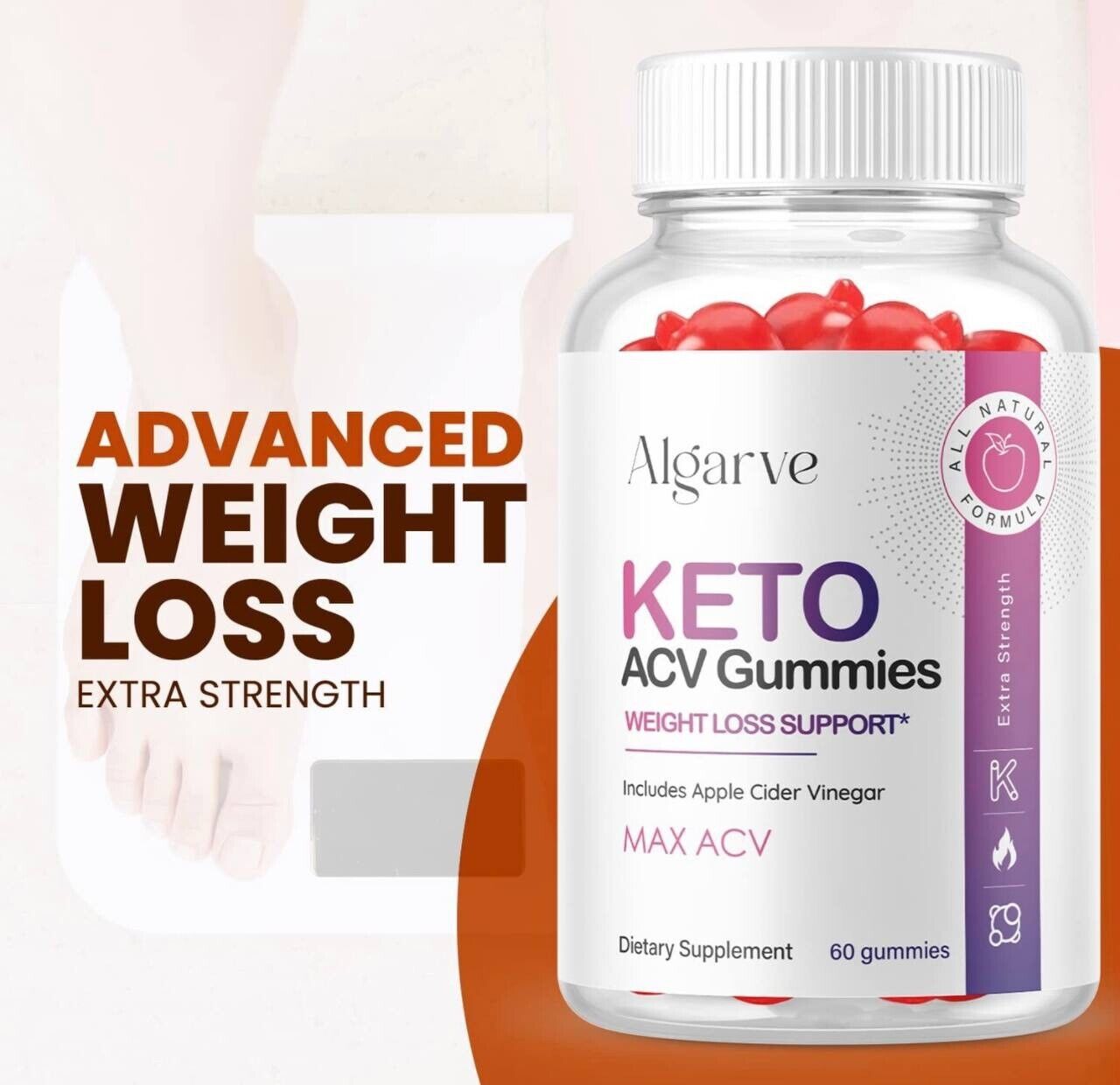 2-Pack Algarve Keto ACV Gummies - Advanced Weight Loss, Vegan (120 Gummies)