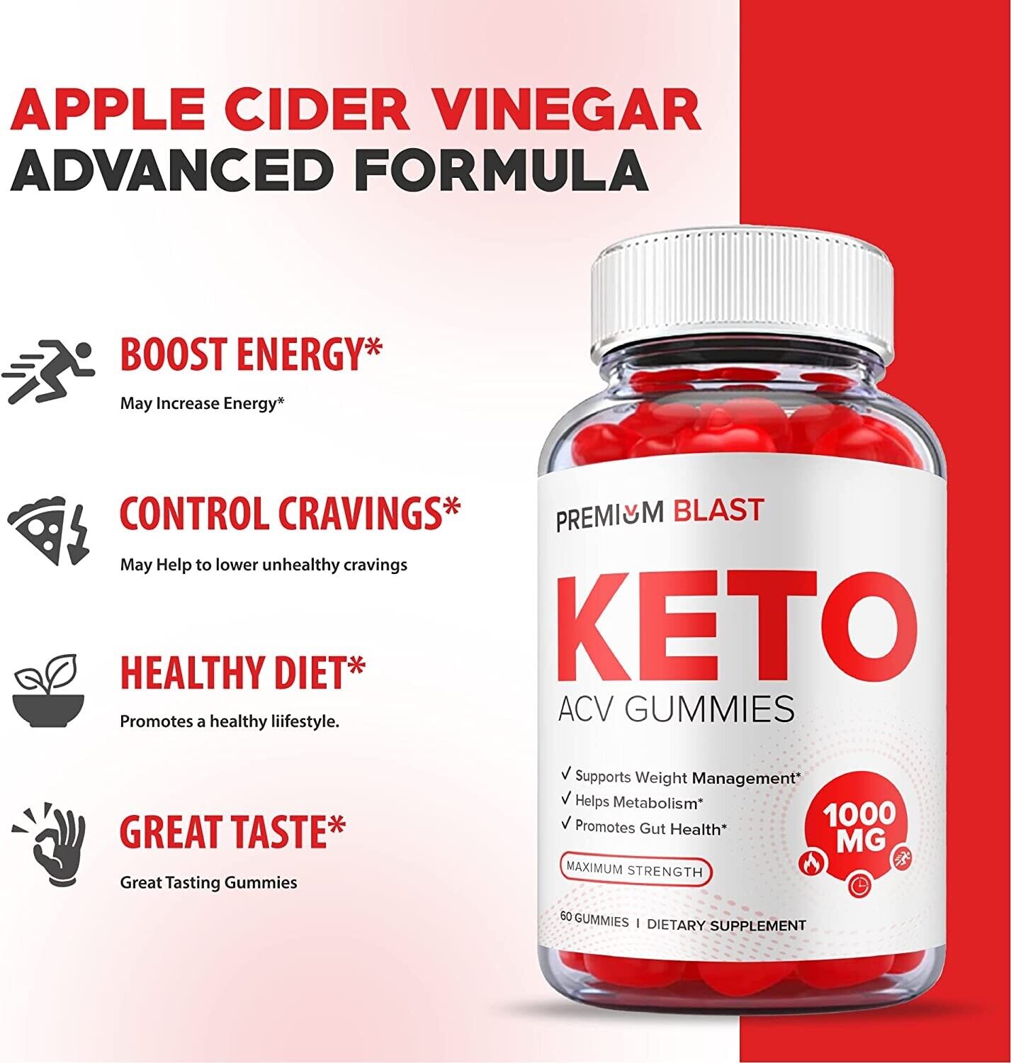 3-Pack Premium Blast Keto ACV Gummies -Vegan, Weight Loss Supplement-180 Gummies