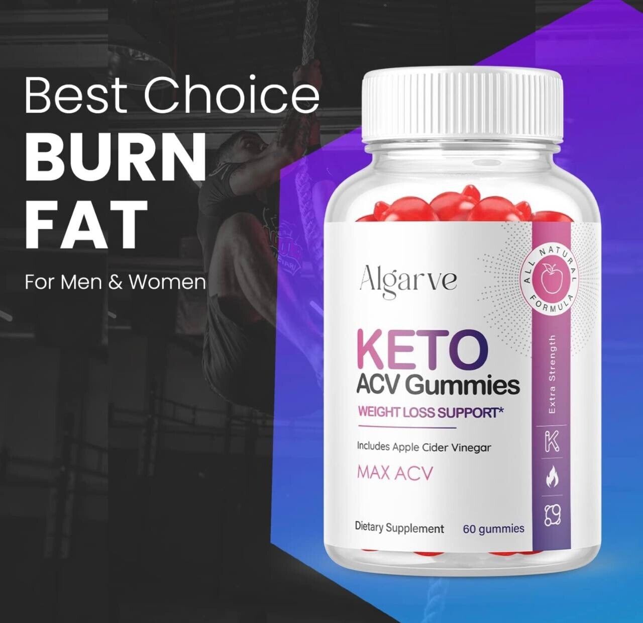 Algarve Keto ACV Gummies - Advanced Weight Loss, Vegan (60 Gummies)