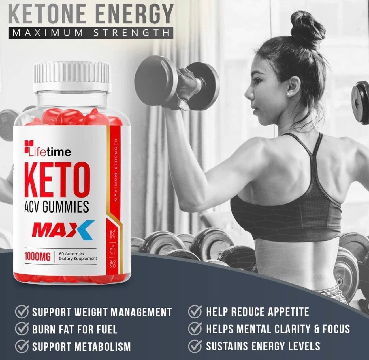 2-Pack Lifetime Keto Max ACV Gummies, Weight Loss Supplement - 120 Gummies