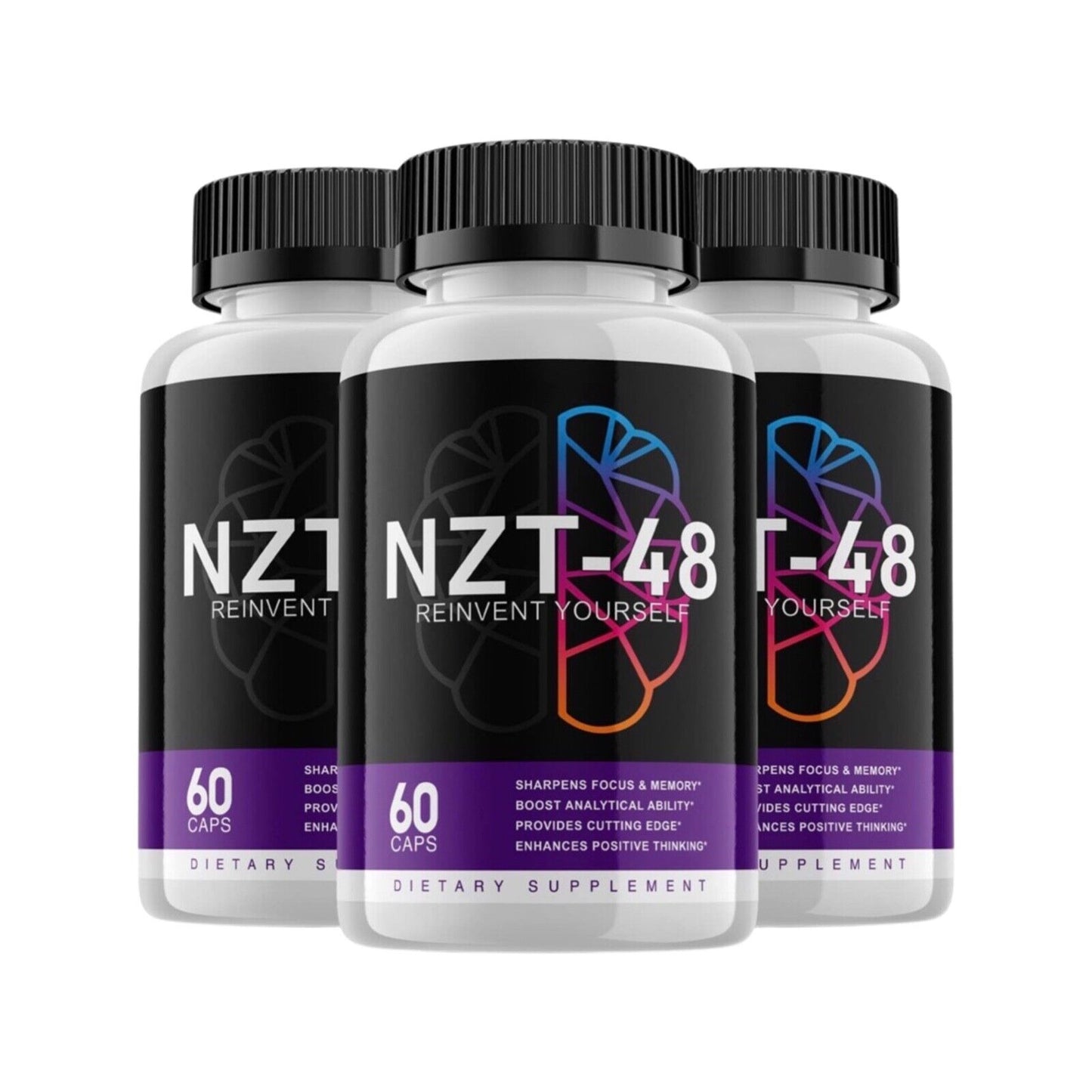 3-Pack NZT-48 Brain Booster, Focus, Memory, Function, Clarity- 180 Capsules