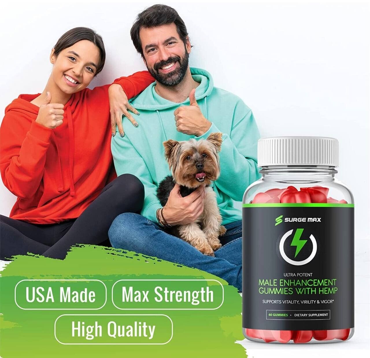 Surge Max Gummies, ED, Full of Omega, Premium and Organic-60 Gummies