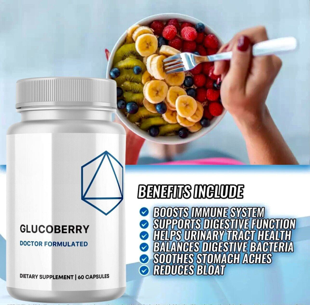2-Pack Glucoberry Dietary Supplement, Supports Gut Health,Digestion-120 Capsules