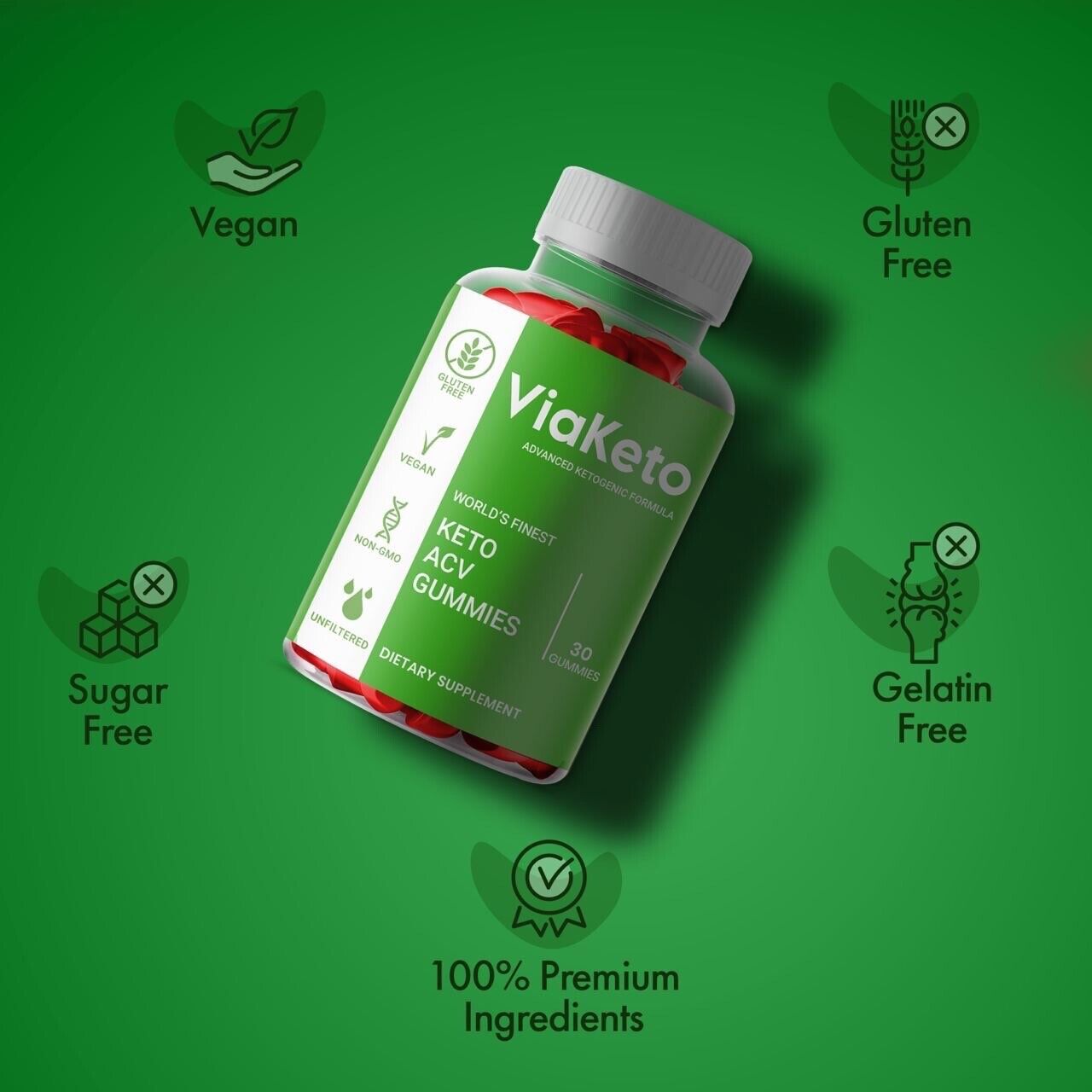 5-Pack Via Keto Gummies Viaketo, Vegan, Apple Cider Vinegar Gummies(300 Gummies)