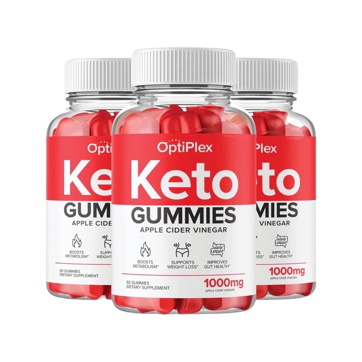 3-Pack Optiplex Keto Gummies, Weight Loss, Fat Burner, Vegan, ACV - 180 Gummies