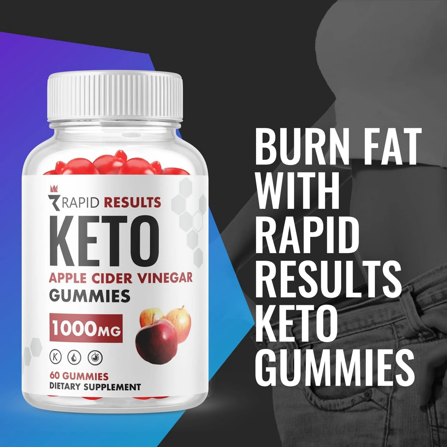 3-Pack Rapid Results Keto ACV Gummies, Vegan, Weight Loss Supplement-180 Gummies