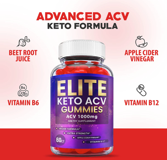 2-Pack Elite Keto ACV Gummies, Vegan, Advanced Weight Loss (120 Gummies)