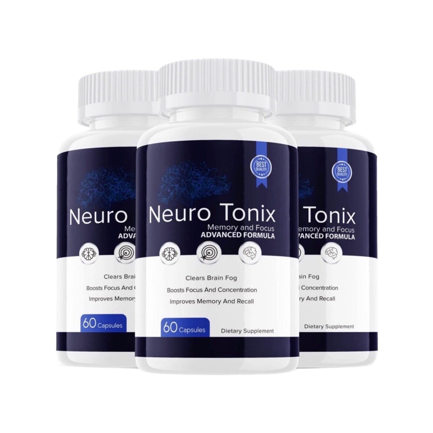 3-Pack NeuroTonix Brain Booster, Focus, Neuro Tonix, Memory,Clarity-180 Capsules