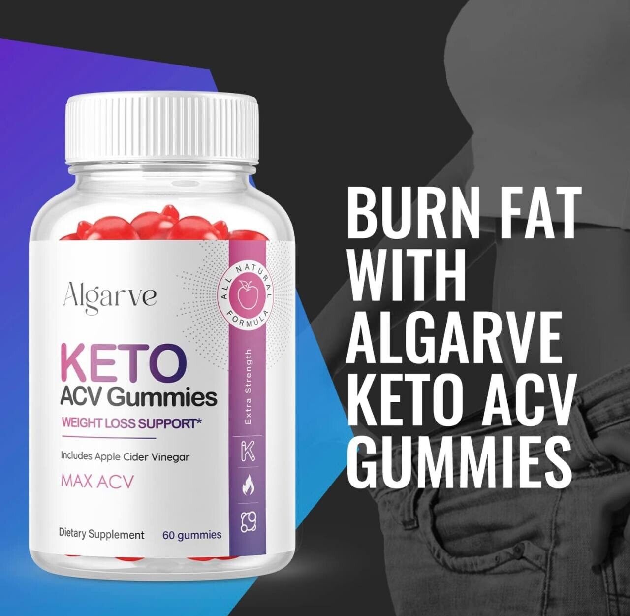 Algarve Keto ACV Gummies - Advanced Weight Loss, Vegan (60 Gummies)