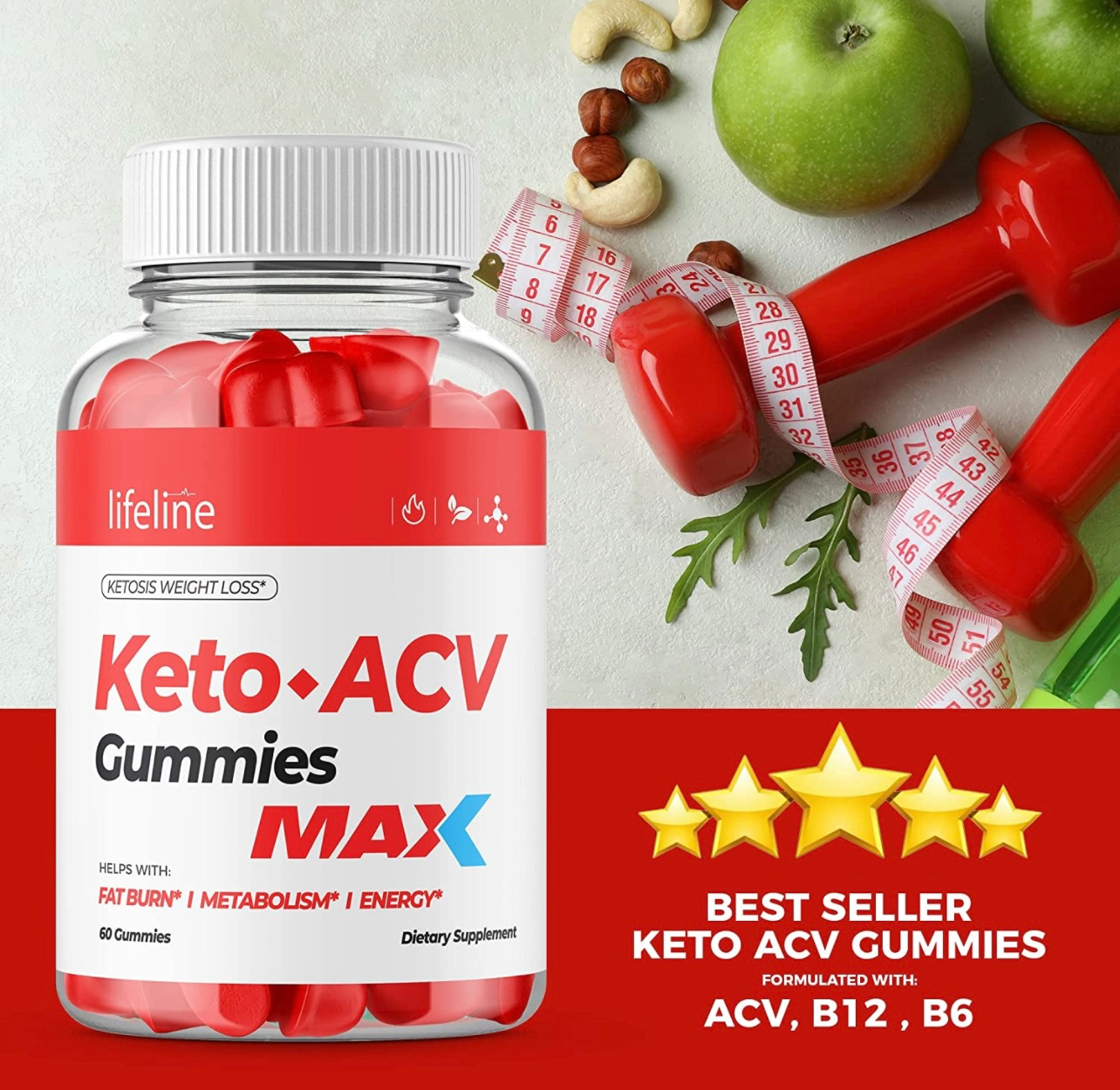 Lifeline Keto Max Gummies Nutrients Collagen Bamboo 60 Gummys