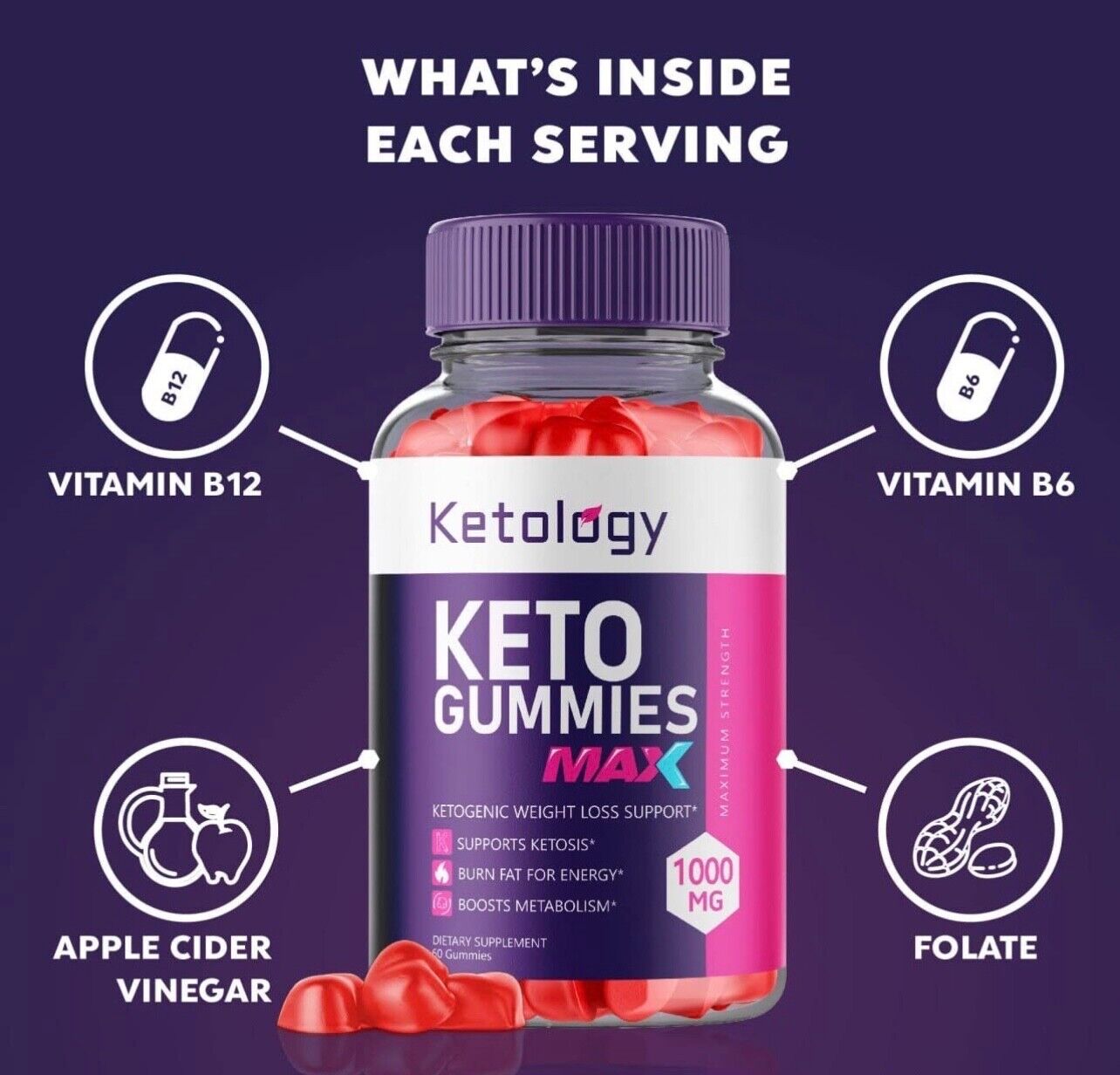 Ketology Keto Gummies Max - Advanced Weight Loss, Vegan(60 Gummies)