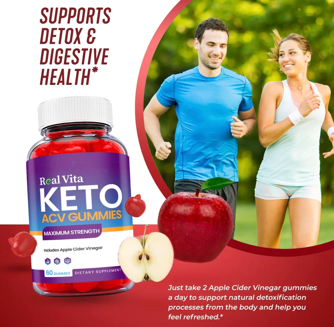 3-Pack Real Vita Keto ACV Gummies, Vegan,Apple Cider Vinegar Gummies-180 Gummies