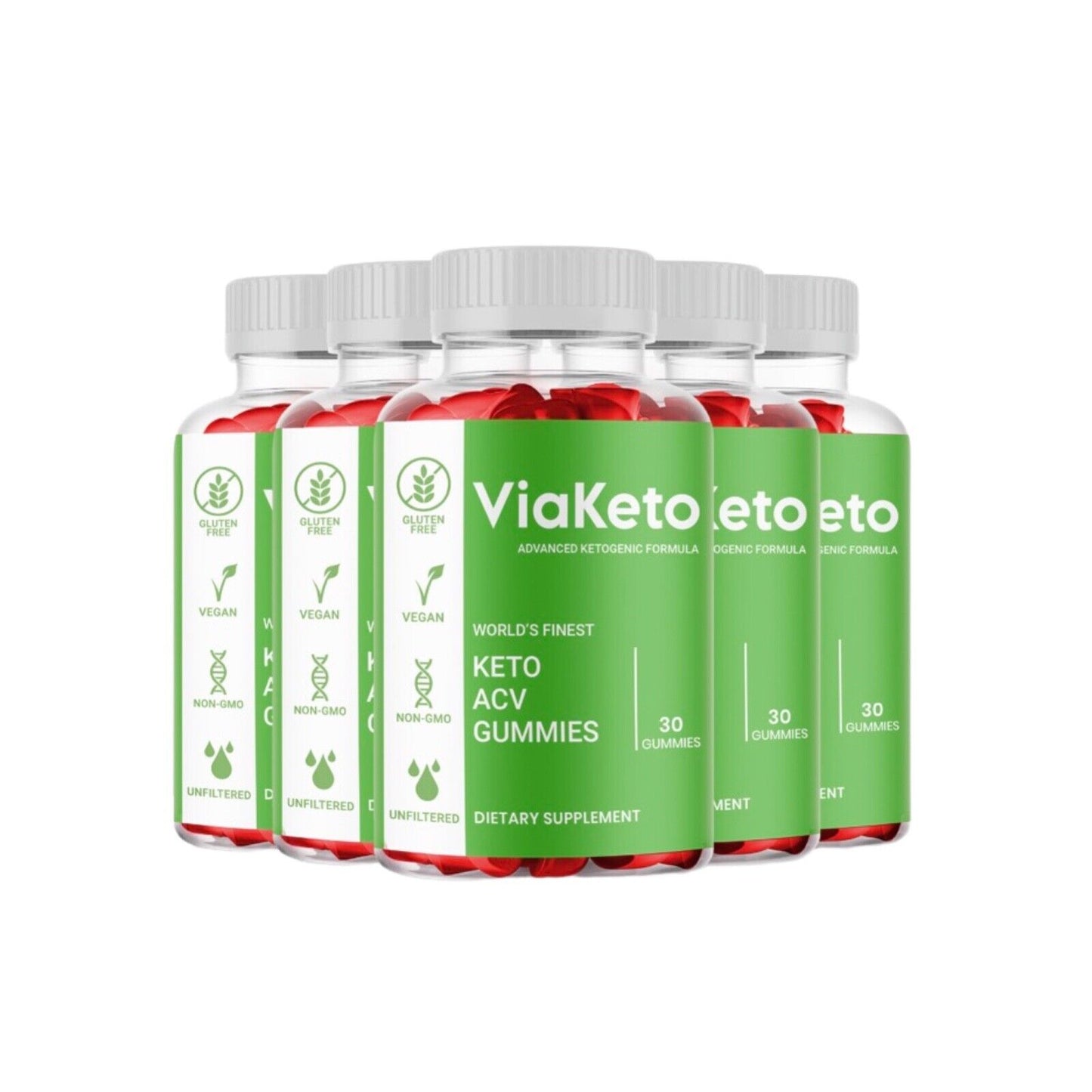 5-Pack Via Keto Gummies Viaketo, Vegan, Apple Cider Vinegar Gummies(300 Gummies)