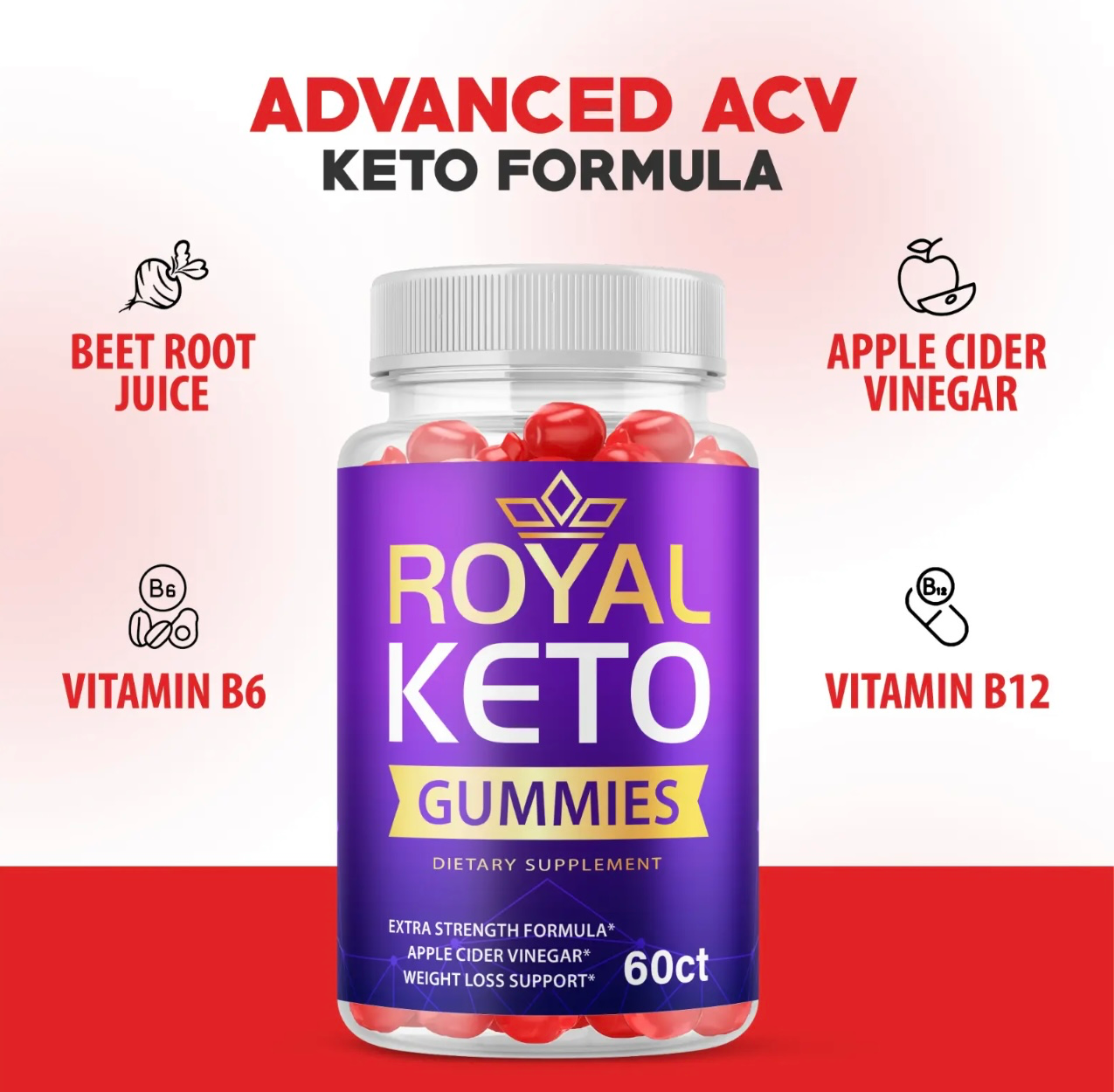 5-Pack Royal Keto Gummies - Advanced Weight Loss, Vegan, Non GMO (300 Gummies)