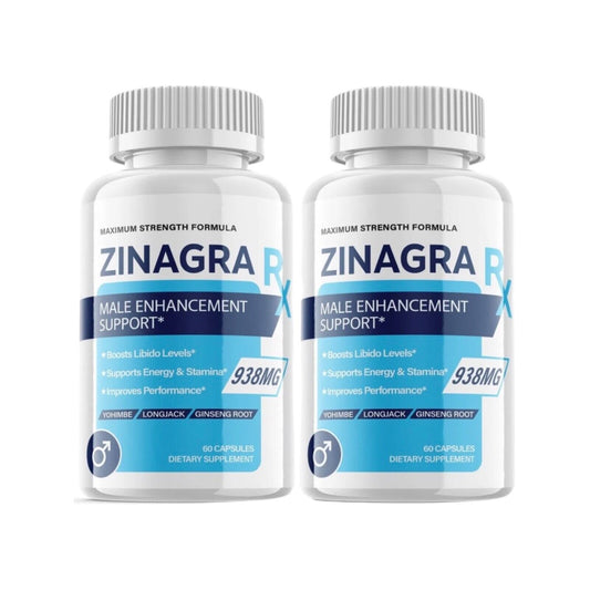 2-Pack Zinagra Rx Capsules, Vegan, Extra Strength Formula Pills for Men-120 Caps