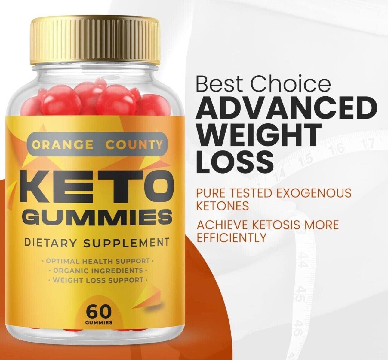 3-Pack Orange County Keto ACV Gummies, Fat Burn, Weight Loss Gummies-180 Gummies
