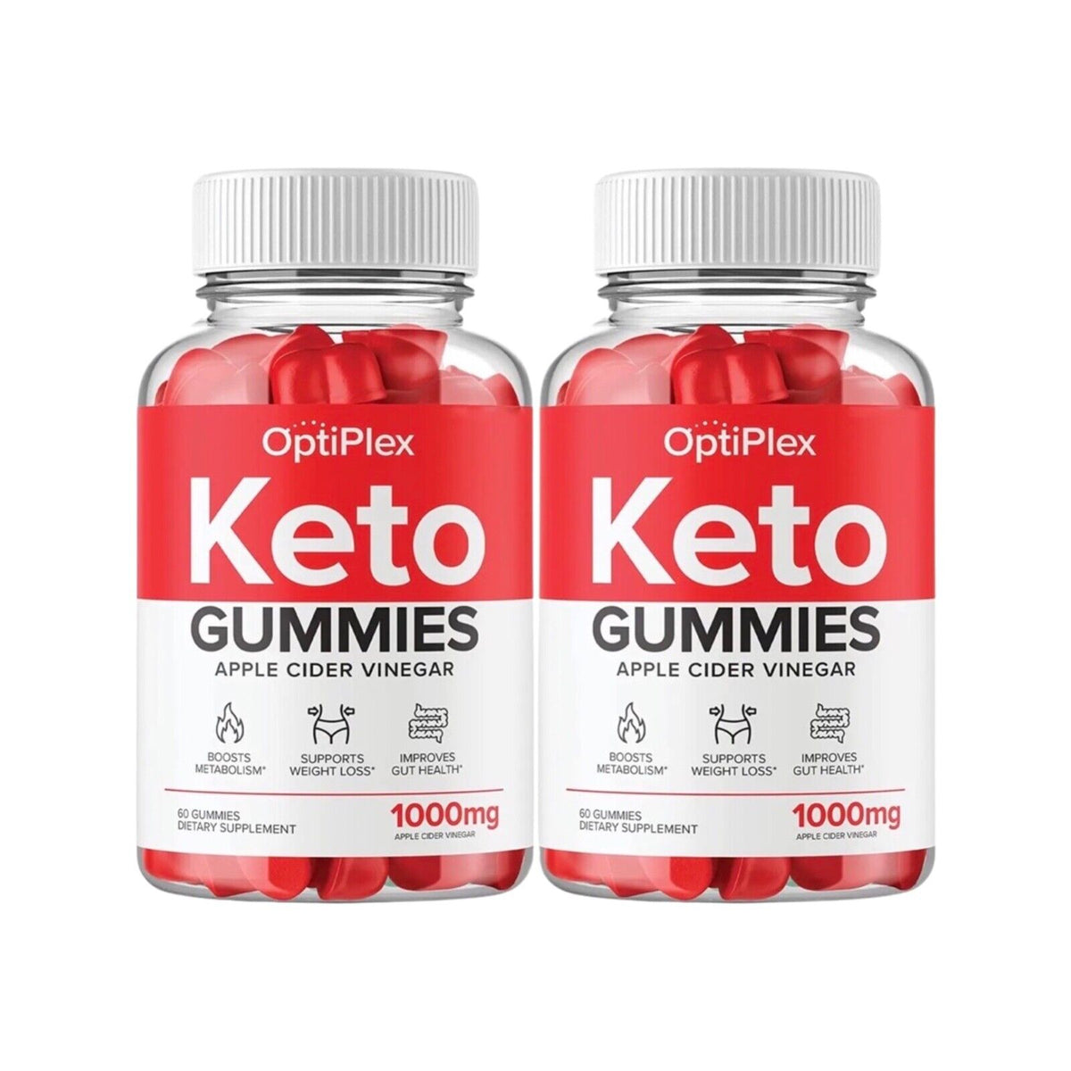2-Pack Optiplex Keto Gummies, Weight Loss, Fat Burner, Vegan, ACV - 120 Gummies