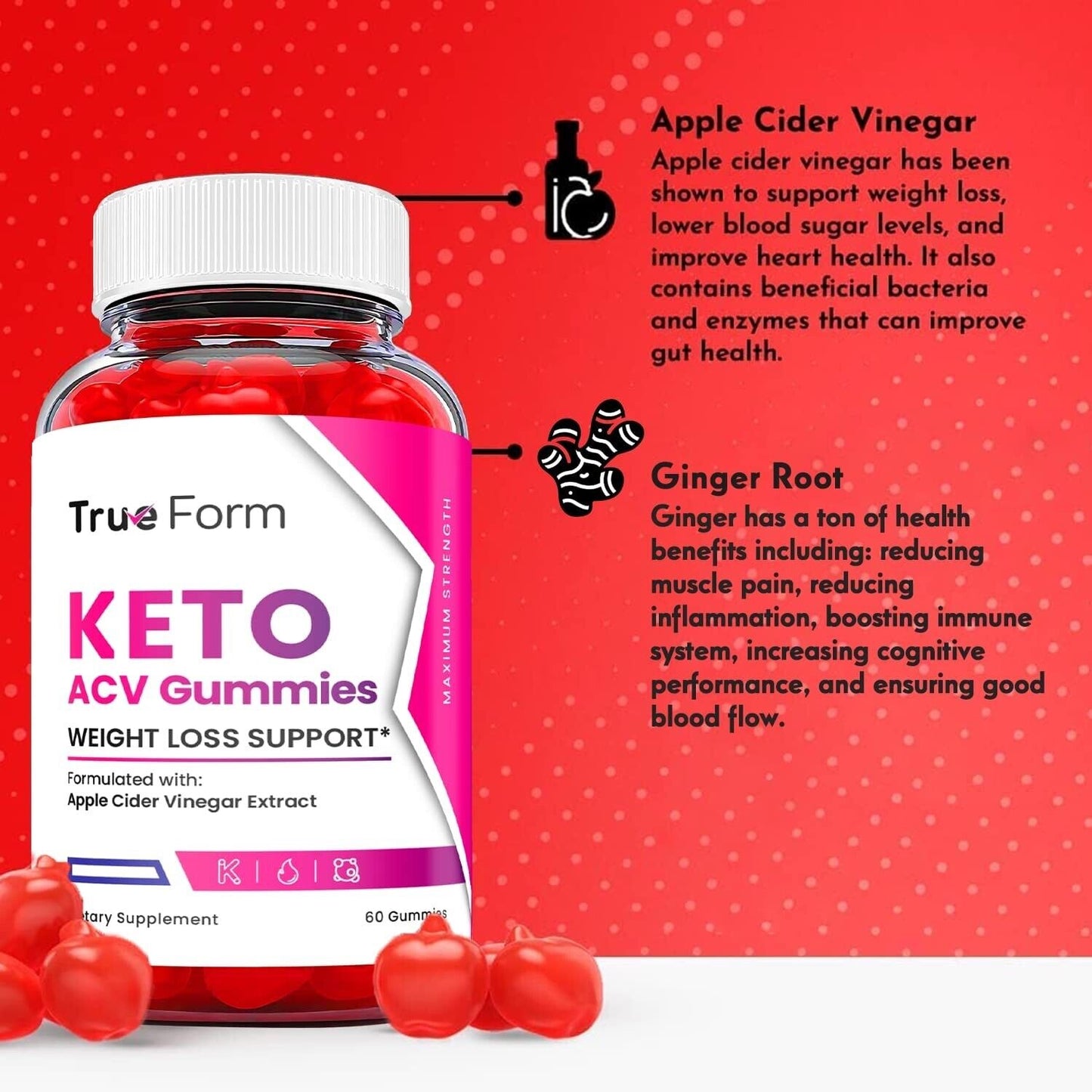 2-Pack True Form Keto ACV - True Form Keto Gummies Weight Loss - 120 Gummies