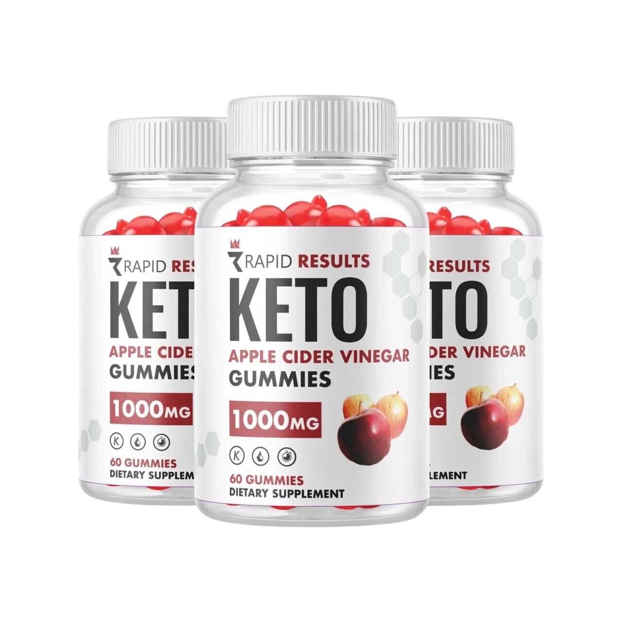 3-Pack Rapid Results Keto ACV Gummies, Vegan, Weight Loss Supplement-180 Gummies