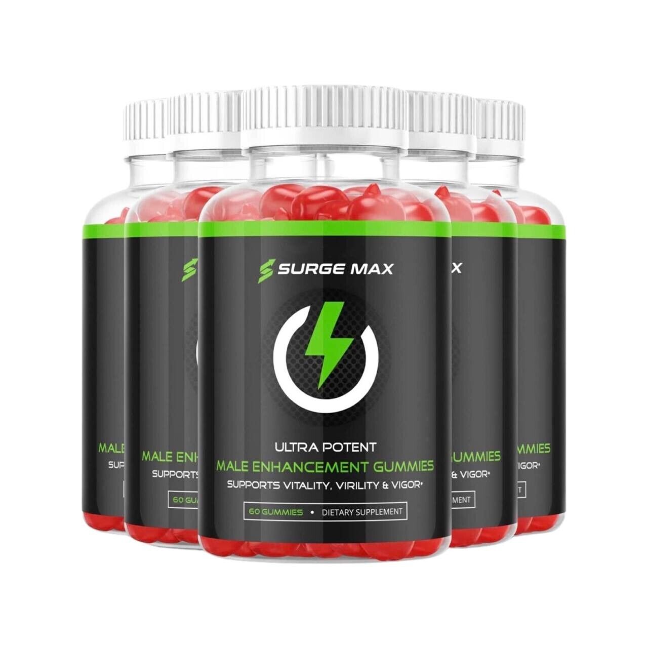5-Pack Surge Max Gummies, ED, Full of Omega, Premium and Organic-300 Gummies
