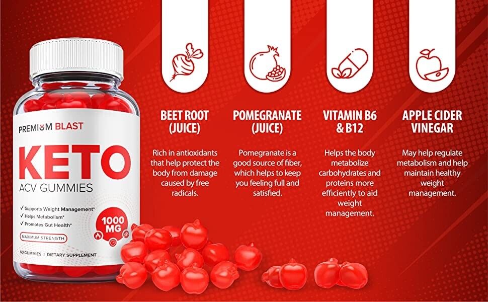 3-Pack Premium Blast Keto ACV Gummies -Vegan, Weight Loss Supplement-180 Gummies