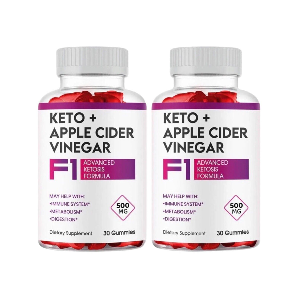 2-Pack F1 Keto ACV Gummies, Weight Loss, Fat Burner, Vegan - 120 Gummies