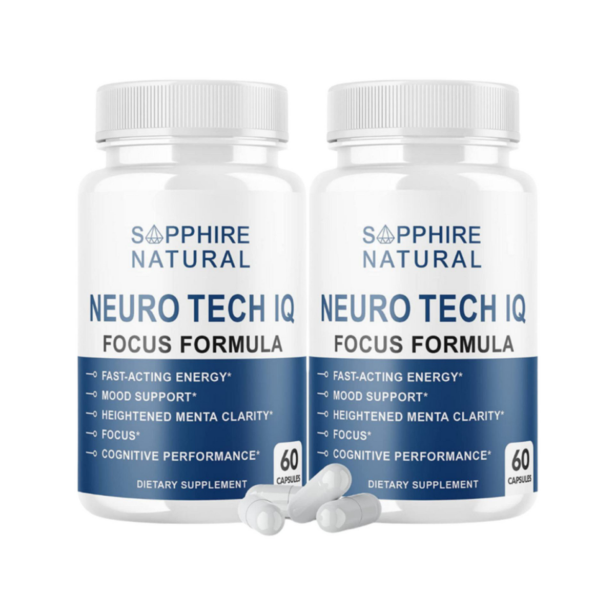 2-Pack Neuro Tech IQ Brain Supplement Neurotech Iq Focus Formula Pills- 120 Caps