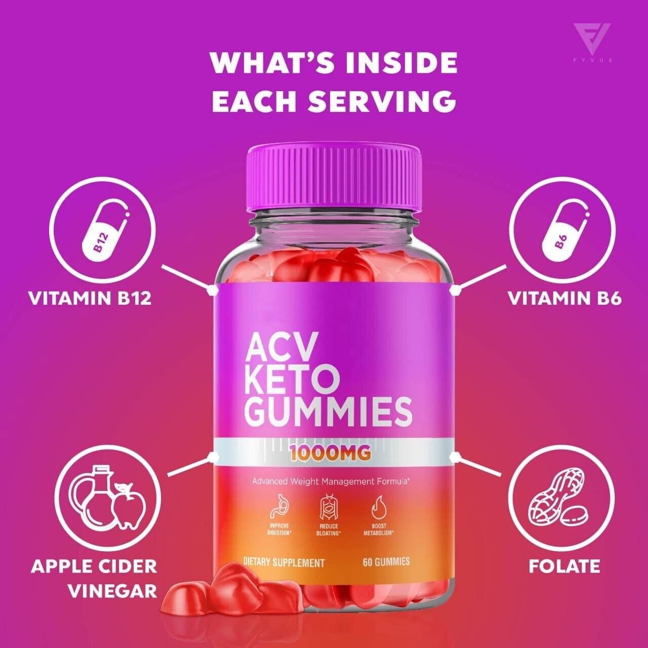 2-Pack ACV Keto Gummies,ACV+Keto, Apple Cider Vinegar Gummies (120 Gummies)