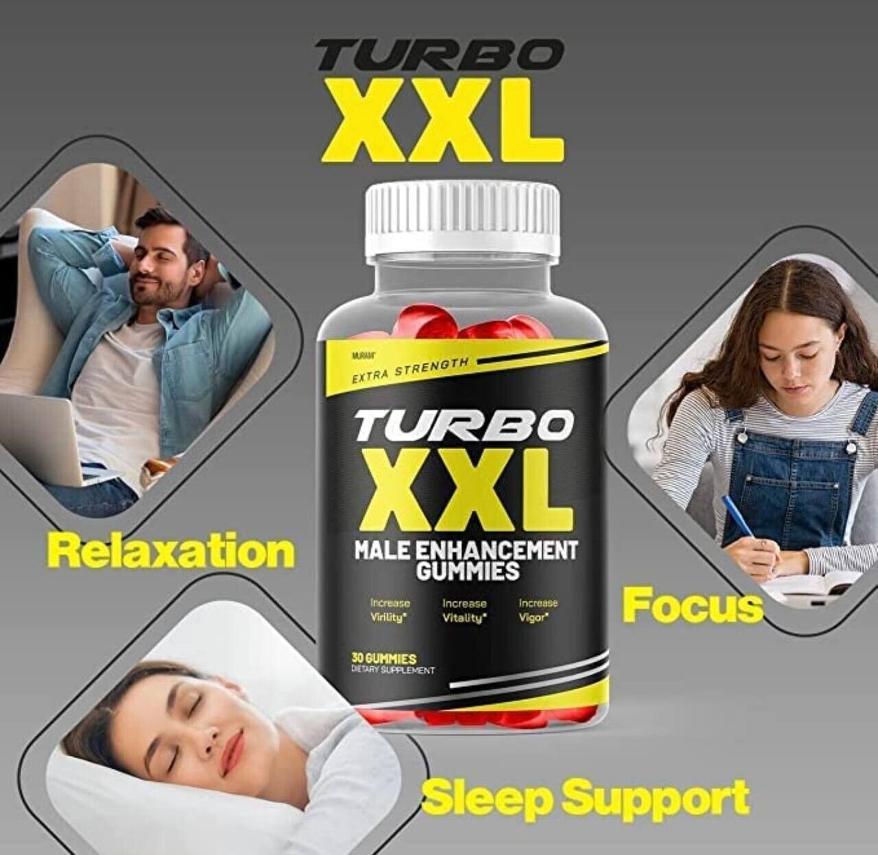 2-Pack TURBO XXL Men's Dietary Enhancement Gummies- 120 Gummies