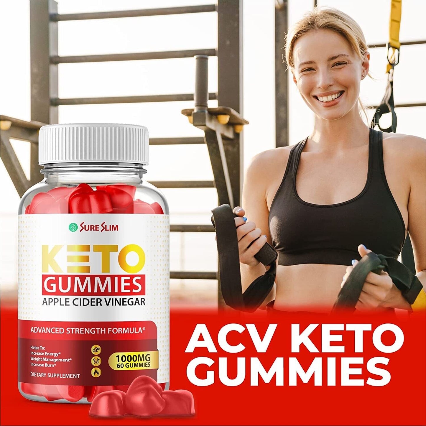 3 Pack-Sure Slim Keto ACV Gummies, Vegan, Weight Loss Supplement - 180 Gummies