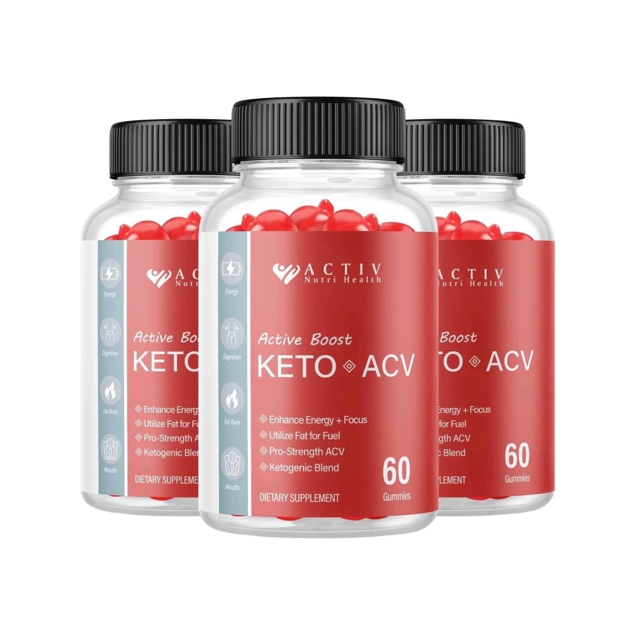 3-Pack Activ Keto ACV Gummies, Active Boost Keto ACV Supplement (180 Gummies)