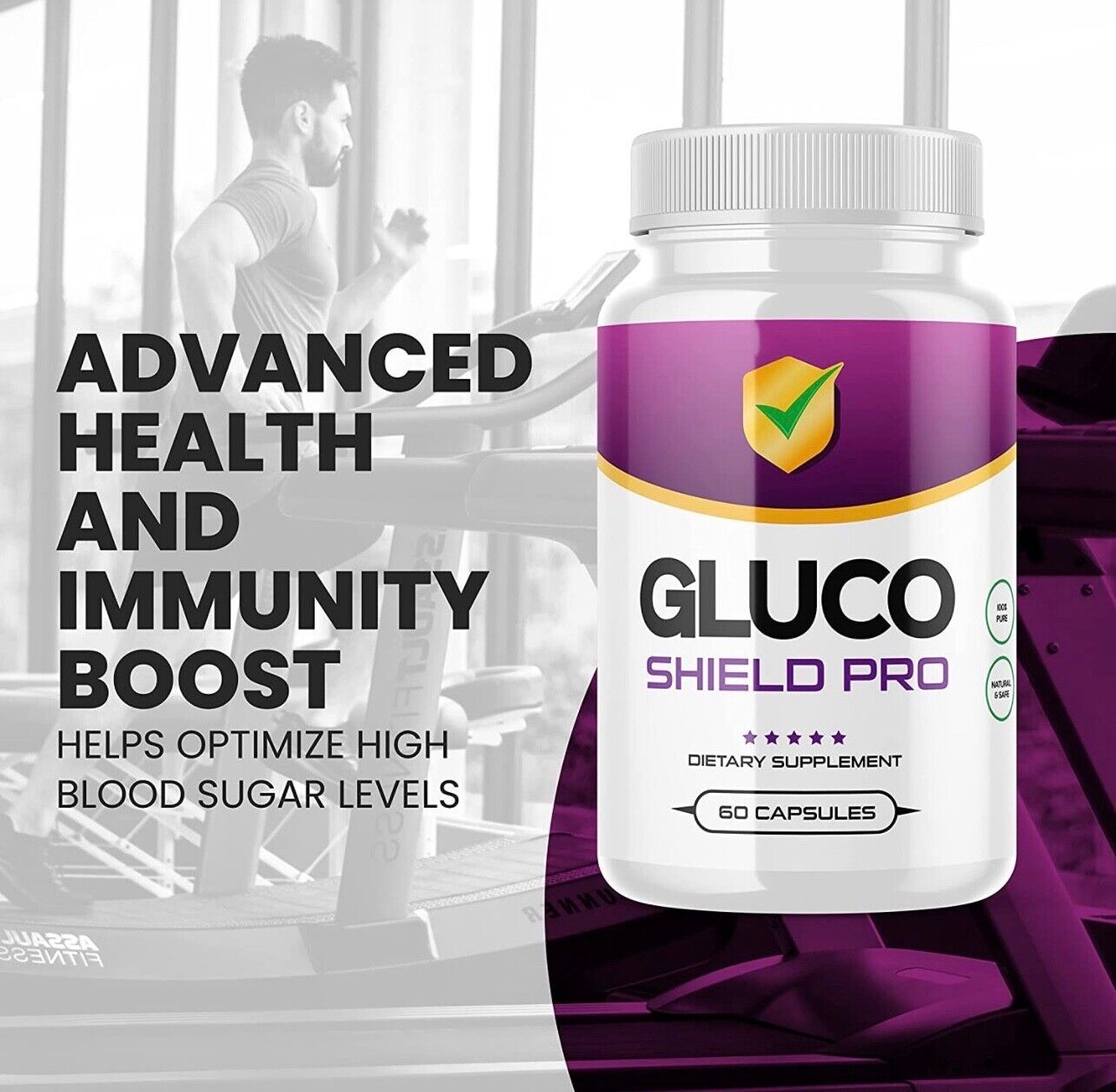 2-Pack Gluco Shield Pro Supplement Supports Blood Sugar, Glucose, Metabolism-120