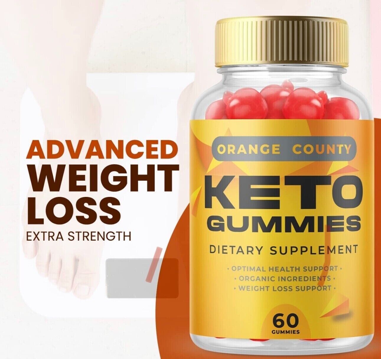 3-Pack Orange County Keto ACV Gummies, Fat Burn, Weight Loss Gummies-180 Gummies