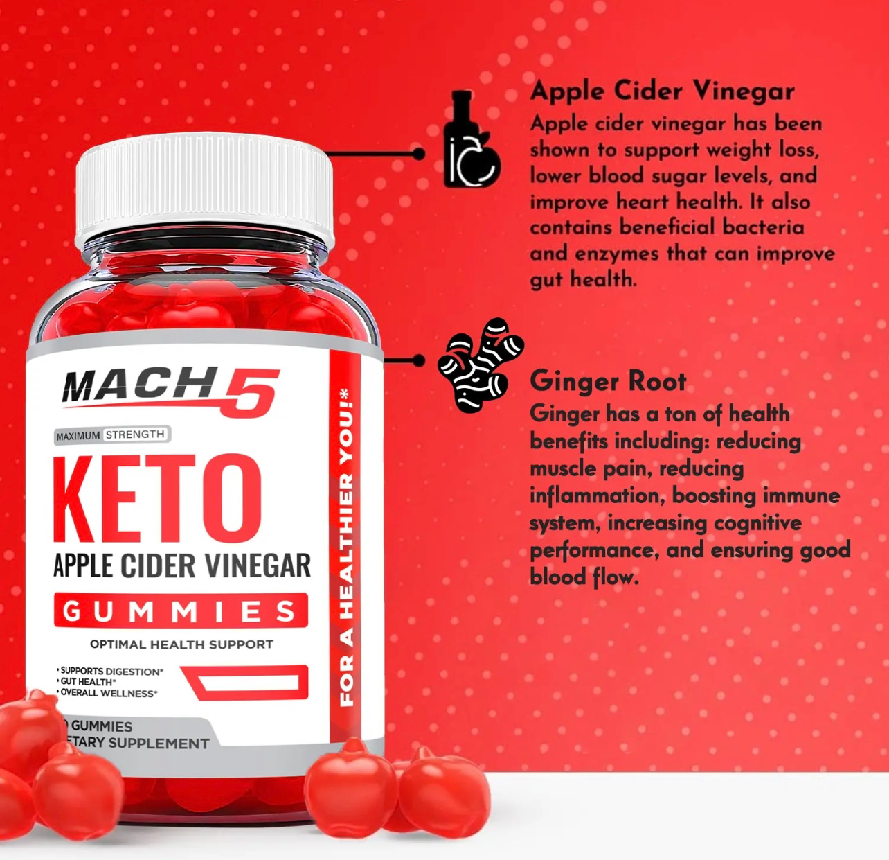 3-Pack Mach 5 Keto ACV Gummies, Mach5, Fat Burn, Weight Loss Gummies-180 Gummies
