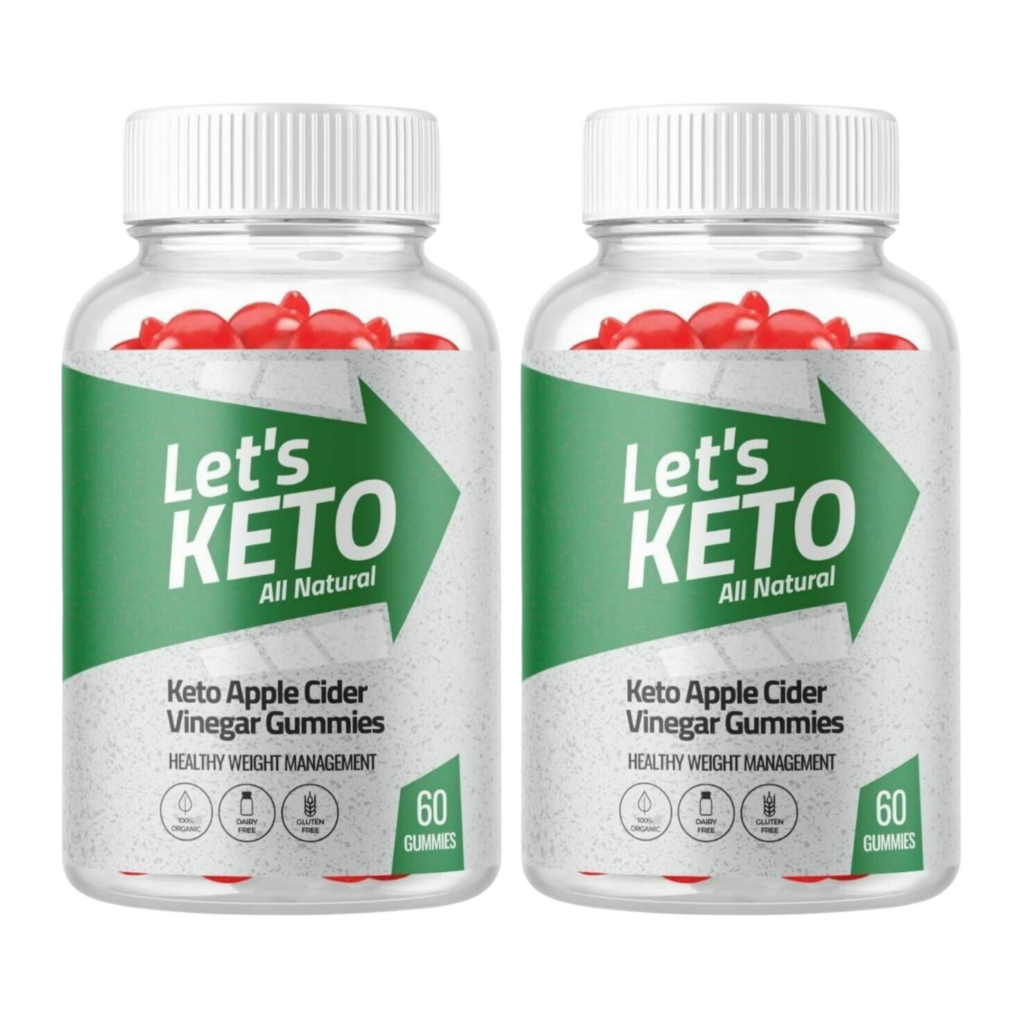 2-Pack Let's Keto ACV Gummies, Apple Cider Vinegar Gummies - 120 Gummies