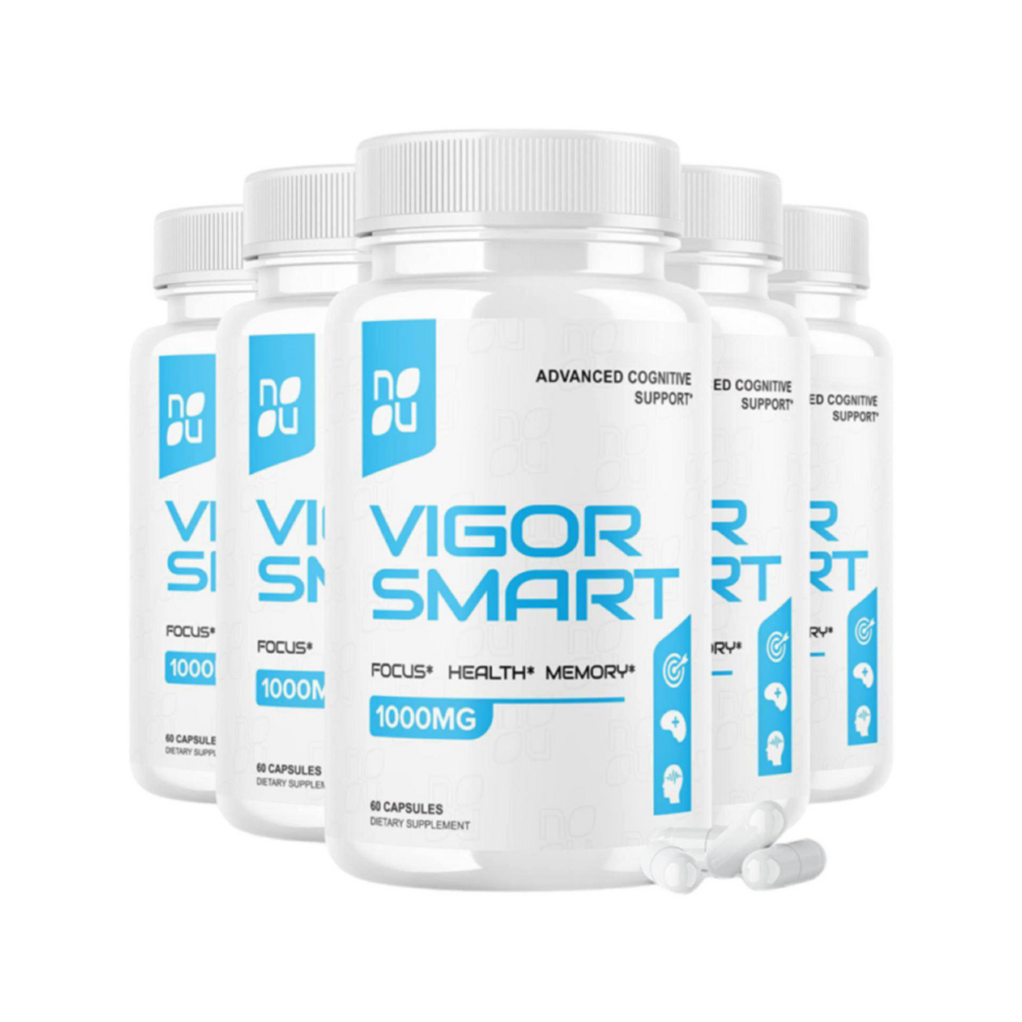 5-Pack Vigor Smart Brain Booster Pills Advanced Cognitive Focus Support-300 Caps