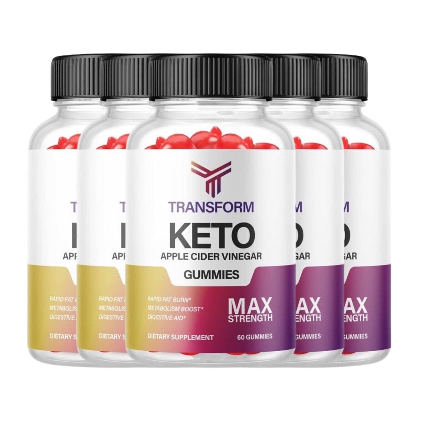 5-Pack Transform Keto+ - Transform Keto Gummies, ACV Rapid Fat Burn-300 Gummies