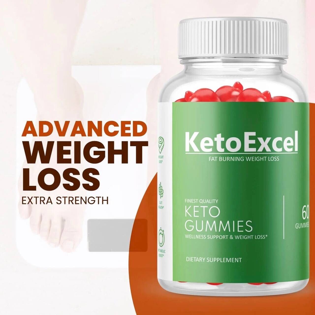 2-Pack Keto Excel ACV Gummies, Vegan, Fat Burner, Weight Loss - 120 Gummies